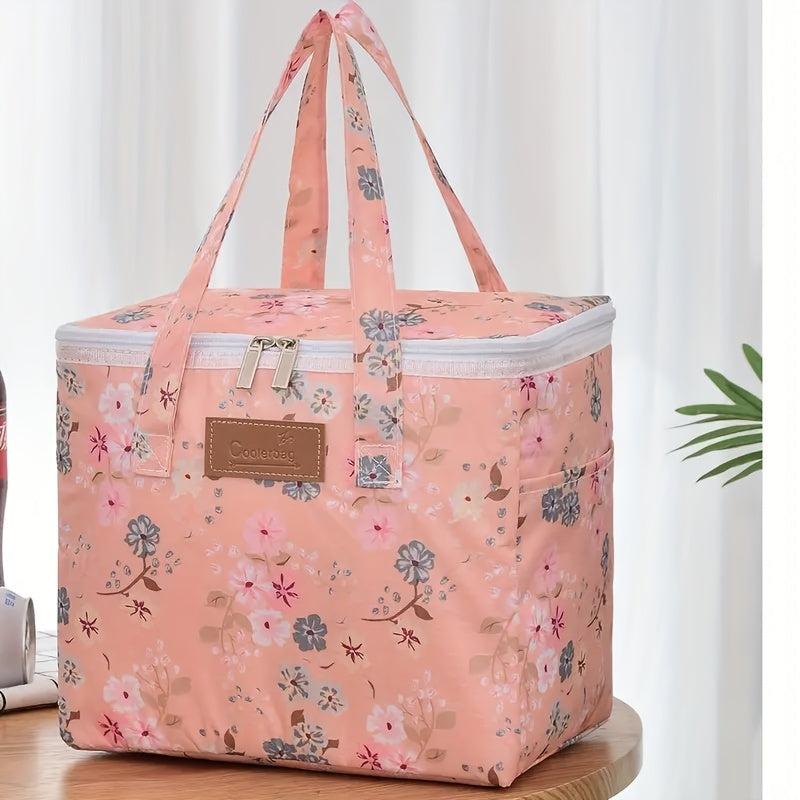 Flower Printed Lunch Bag Insulated Picnic Backpack