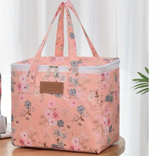 Flower Printed Lunch Bag Insulated Picnic Backpack