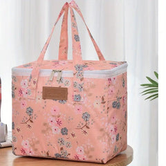 Flower Printed Lunch Bag Insulated Picnic Backpack