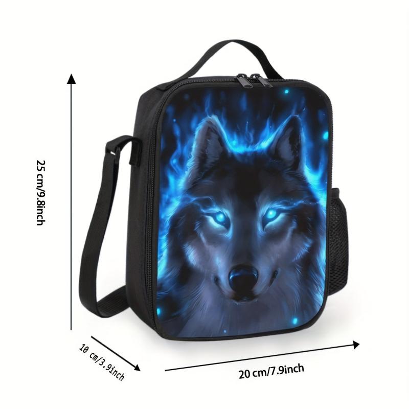 1PC Animal Wolf Lunch Bag Ice Pack Multifunctional Outdoor Picnic Bag Waterproof