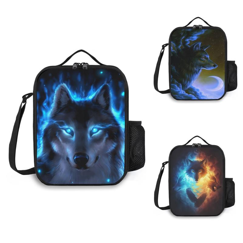 1PC Animal Wolf Lunch Bag Ice Pack Multifunctional Outdoor Picnic Bag Waterproof