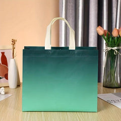 Gradient Non-woven Tote Bag Waterproof Eco Friendly Reusable Grocery Bags