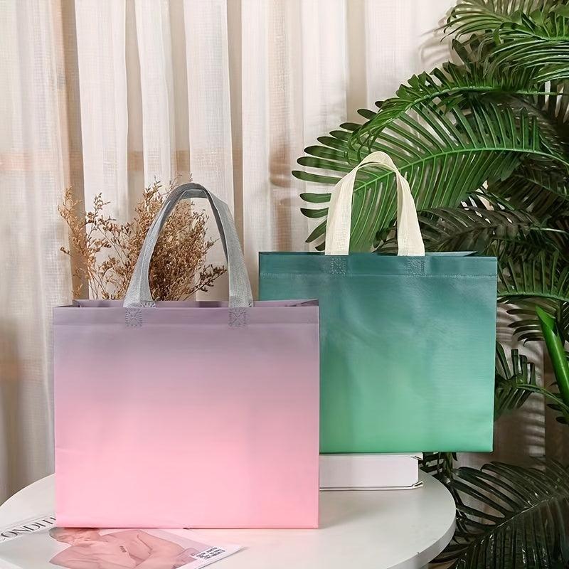 Gradient Non-woven Tote Bag Waterproof Eco Friendly Reusable Grocery Bags