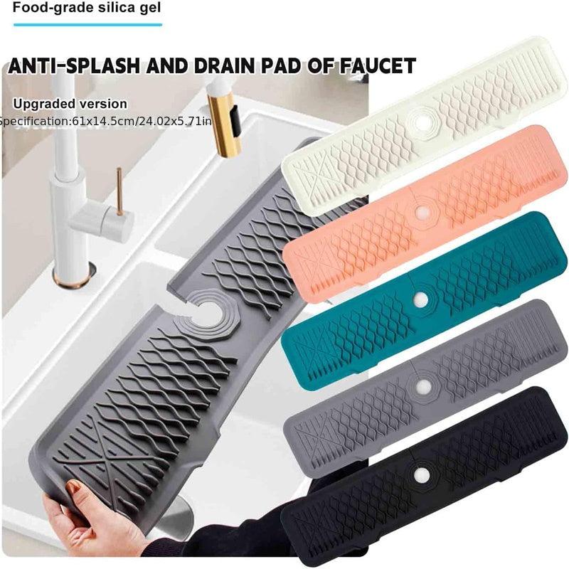 Silicone Kitchen Sink Splash Guard with Faucet Handle Drip Catcher