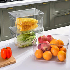 Clear Refrigerator Organizer Bin Food Safe BPA with Handles