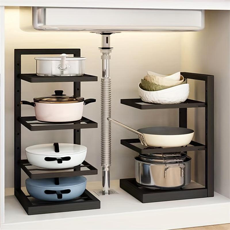 Kitchen Storage Rack Pan Holder Cabinet Layered Pot Pan Lid Holder