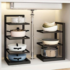 Kitchen Storage Rack Pan Holder Cabinet Layered Pot Pan Lid Holder