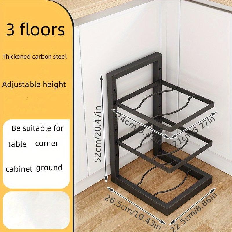 Kitchen Storage Rack Pan Holder Cabinet Layered Pot Pan Lid Holder