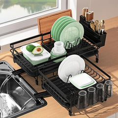 Large Extendable Dish Drying Rack - Rust-Resistant Kitchen Counter Rack