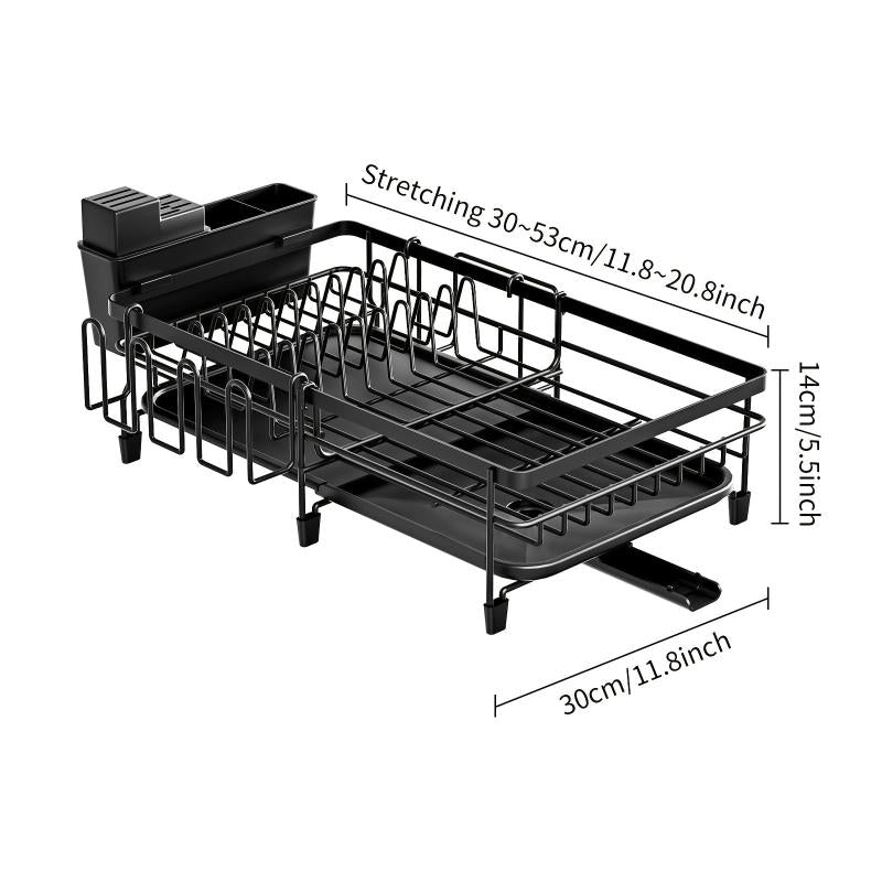 Large Extendable Dish Drying Rack - Rust-Resistant Kitchen Counter Rack