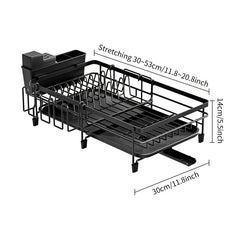 Large Extendable Dish Drying Rack - Rust-Resistant Kitchen Counter Rack