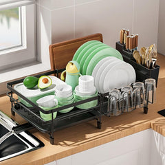 Large Extendable Dish Drying Rack - Rust-Resistant Kitchen Counter Rack
