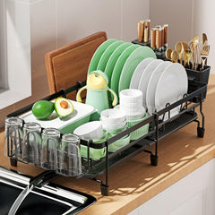 Large Extendable Dish Drying Rack - Rust-Resistant Kitchen Counter Rack