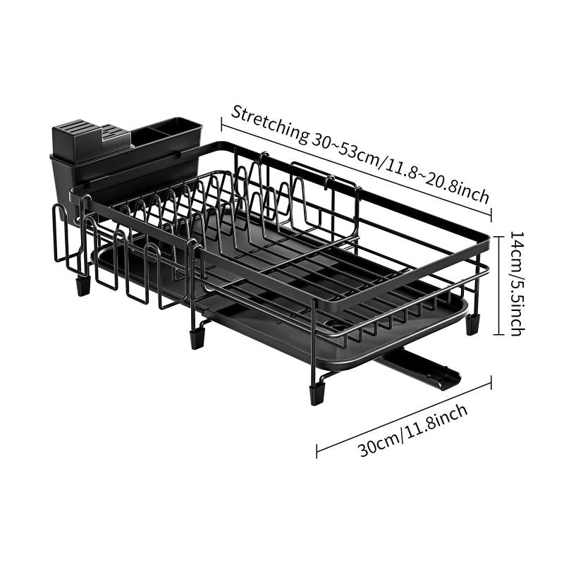 Large Extendable Dish Drying Rack - Rust-Resistant Kitchen Counter Rack