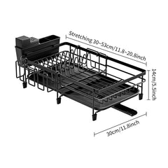 Large Extendable Dish Drying Rack - Rust-Resistant Kitchen Counter Rack