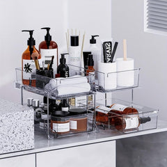 Clear Storage Containers with Dividers for Bathroom and Kitchen