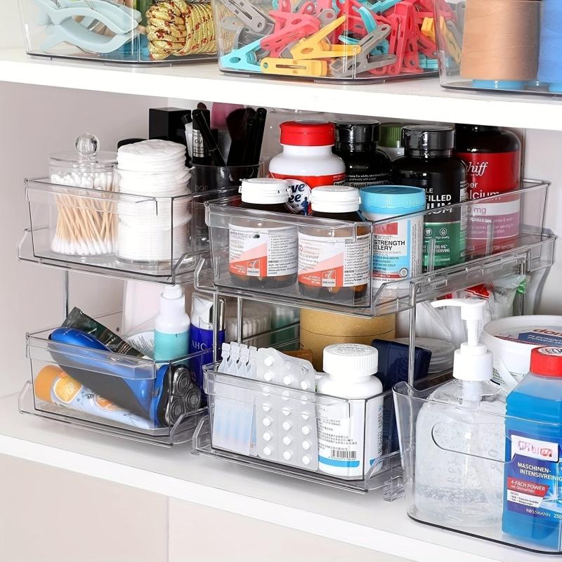 Clear Storage Containers with Dividers for Bathroom and Kitchen