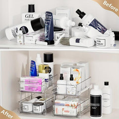 Clear Storage Containers with Dividers for Bathroom and Kitchen
