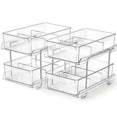 Clear Storage Containers with Dividers for Bathroom and Kitchen
