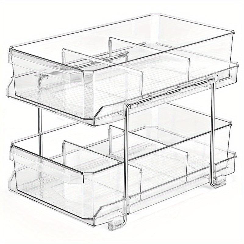 Clear Storage Containers with Dividers for Bathroom and Kitchen