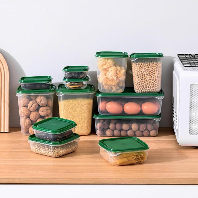 17Pcs Food Storage Container Airtight Crisper Microwave Safe Green Kit