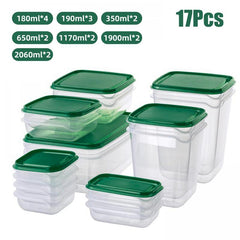 17Pcs Food Storage Container Airtight Crisper Microwave Safe Green Kit
