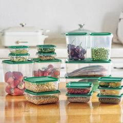 17Pcs Food Storage Container Airtight Crisper Microwave Safe Green Kit