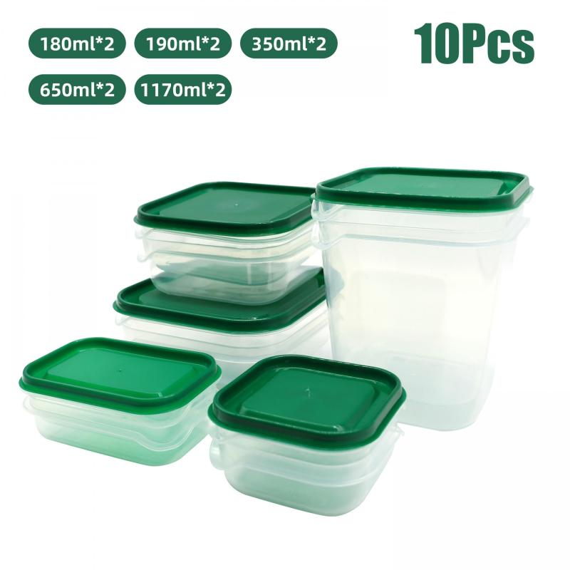 17Pcs Food Storage Container Airtight Crisper Microwave Safe Green Kit