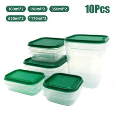 17Pcs Food Storage Container Airtight Crisper Microwave Safe Green Kit