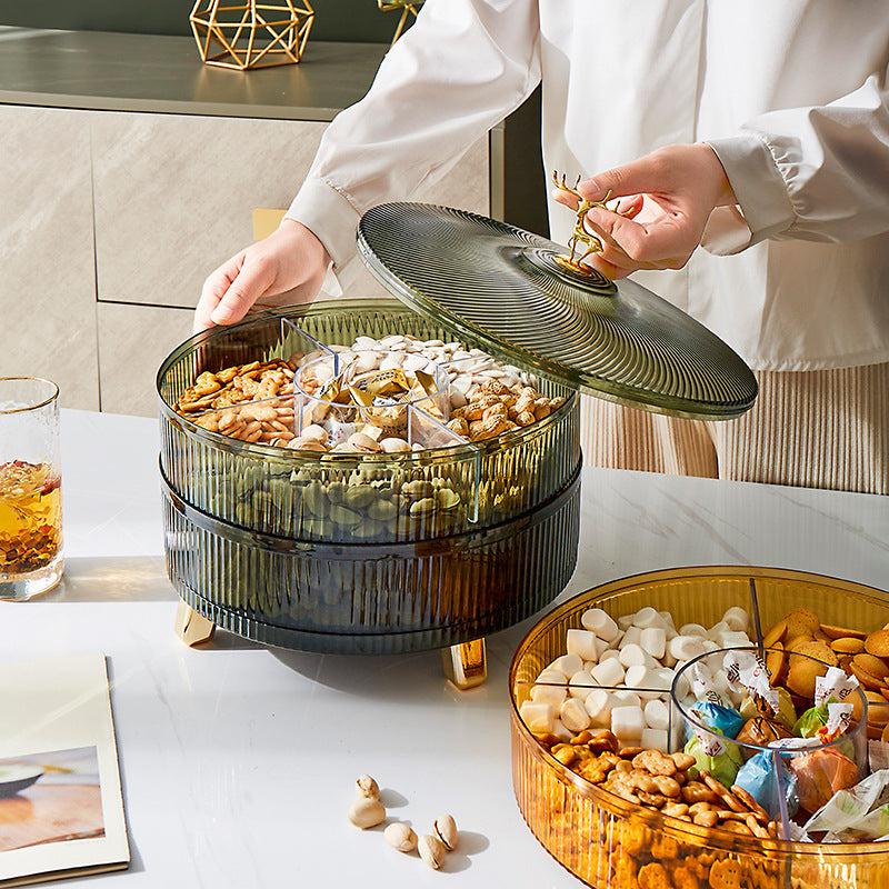 Divided Nut Serving Tray with Lid - Snacks, Candy, and Fruit Storage Container
