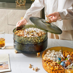 Divided Nut Serving Tray with Lid - Snacks, Candy, and Fruit Storage Container