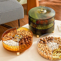 Divided Nut Serving Tray with Lid - Snacks, Candy, and Fruit Storage Container