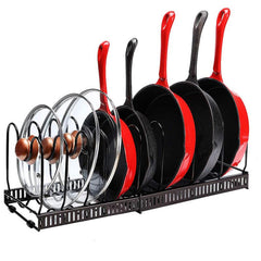 Expandable Pot and Pan Organizer Rack with Adjustable Dividers