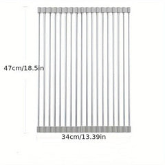 Collapsible Stainless Steel Dish Drying Rack Roll up Sink Drain Rack