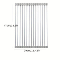 Collapsible Stainless Steel Dish Drying Rack Roll up Sink Drain Rack