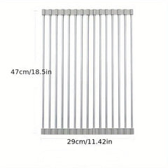Collapsible Stainless Steel Dish Drying Rack Roll up Sink Drain Rack