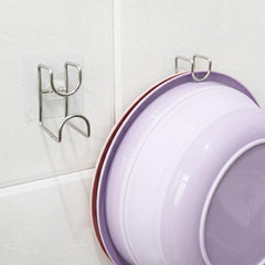 Wall Mounted Hook Punch Washbasin Holder Stainless Steel Bathroom Storage