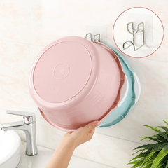 Wall Mounted Hook Punch Washbasin Holder Stainless Steel Bathroom Storage