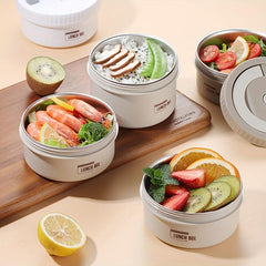 Stainless Steel Circular Lunch Box Set u2013 5pcs, Microwave Safe