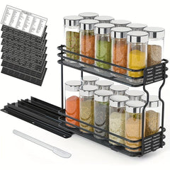 Heavy Duty Pull Out Spice Rack 2 Tier Drawer for Cabinet Storage