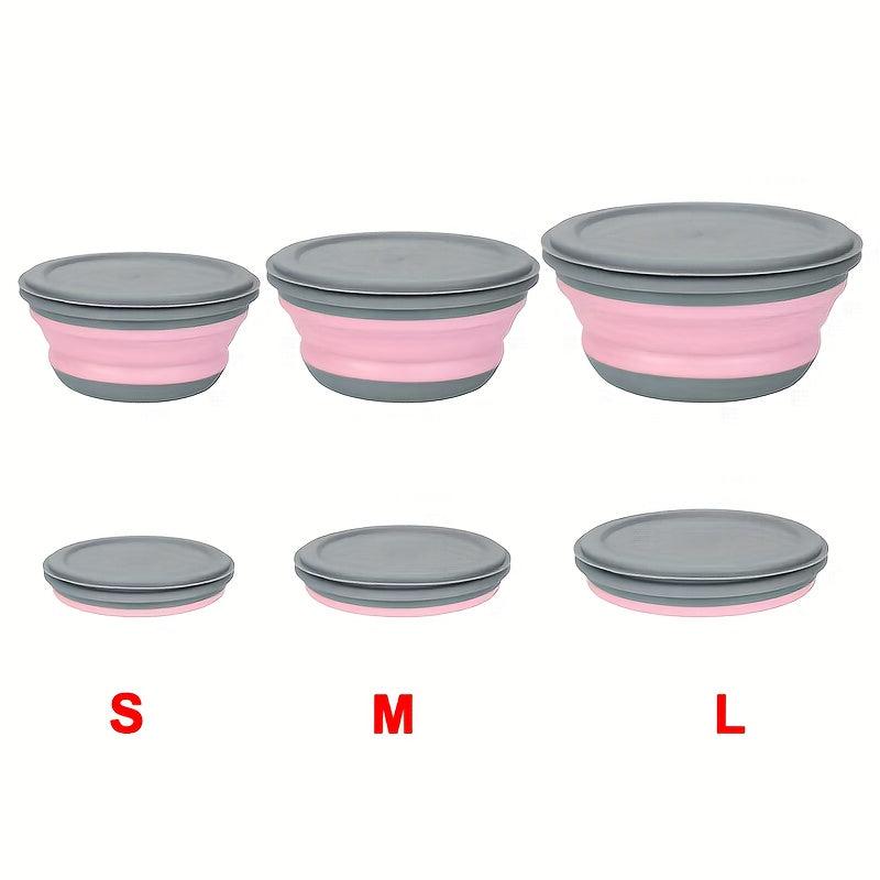 3pcs Folding Bowls Lunch Box Dormitory Noodles Bento Leakproof Container