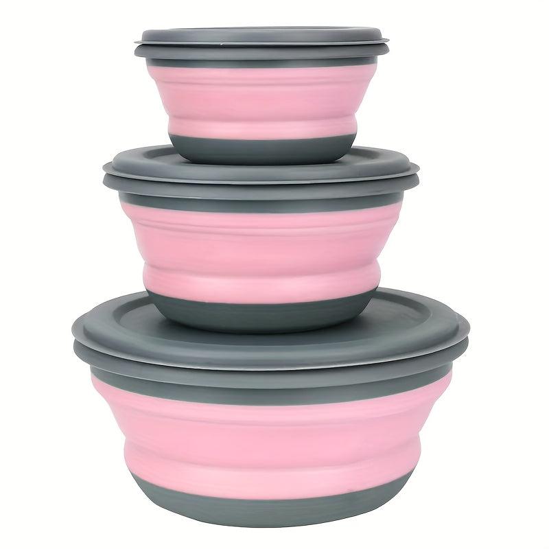3pcs Folding Bowls Lunch Box Dormitory Noodles Bento Leakproof Container