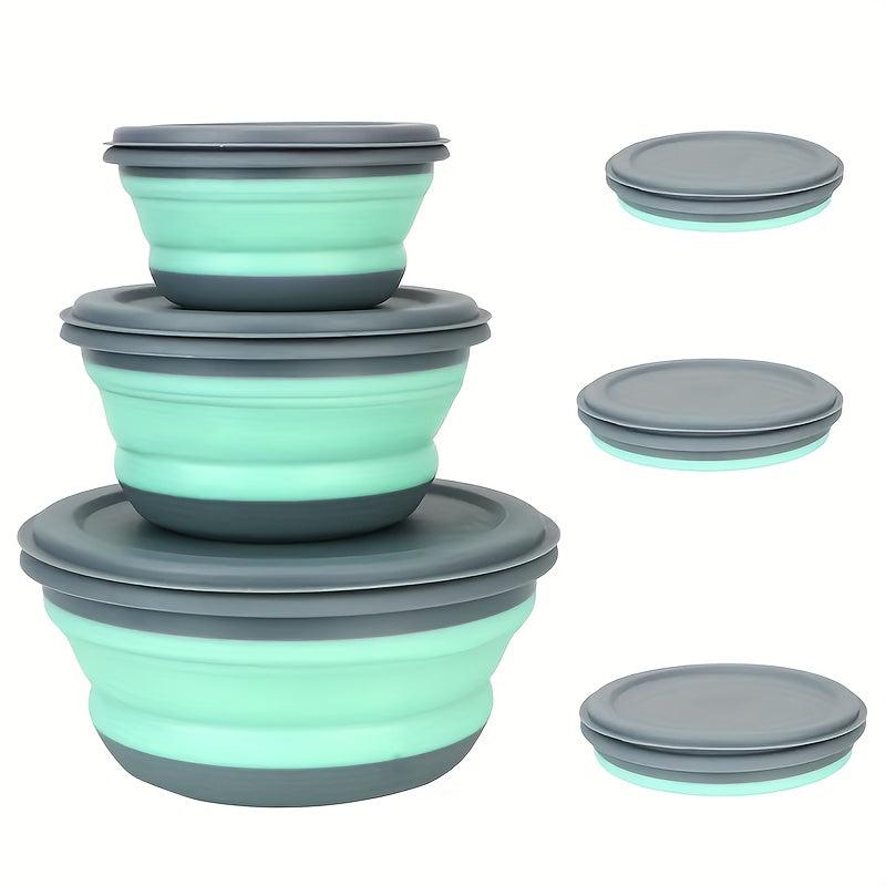 3pcs Folding Bowls Lunch Box Dormitory Noodles Bento Leakproof Container