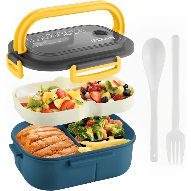 Double Layered Bento Box with Spoon & Fork
