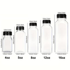 6pcs Reusable Plastic Juice Bottles w/Lids, 4-16oz, Smoothies Milk