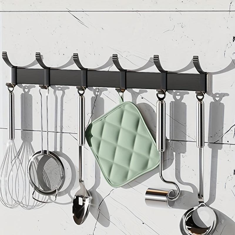 Kitchen Utensil Rack Wall Rod with 8 Hooks