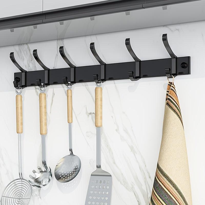 Kitchen Utensil Rack Wall Rod with 8 Hooks