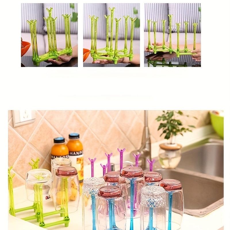 Glass Hanging Rack with 7 Stickers Cup Drying Holder for Home Milk Tea Mark Cup