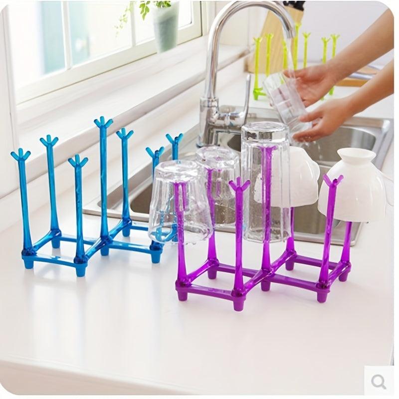 Glass Hanging Rack with 7 Stickers Cup Drying Holder for Home Milk Tea Mark Cup