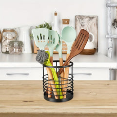 Stainless Steel Round Utensil Caddy for Kitchen Counter